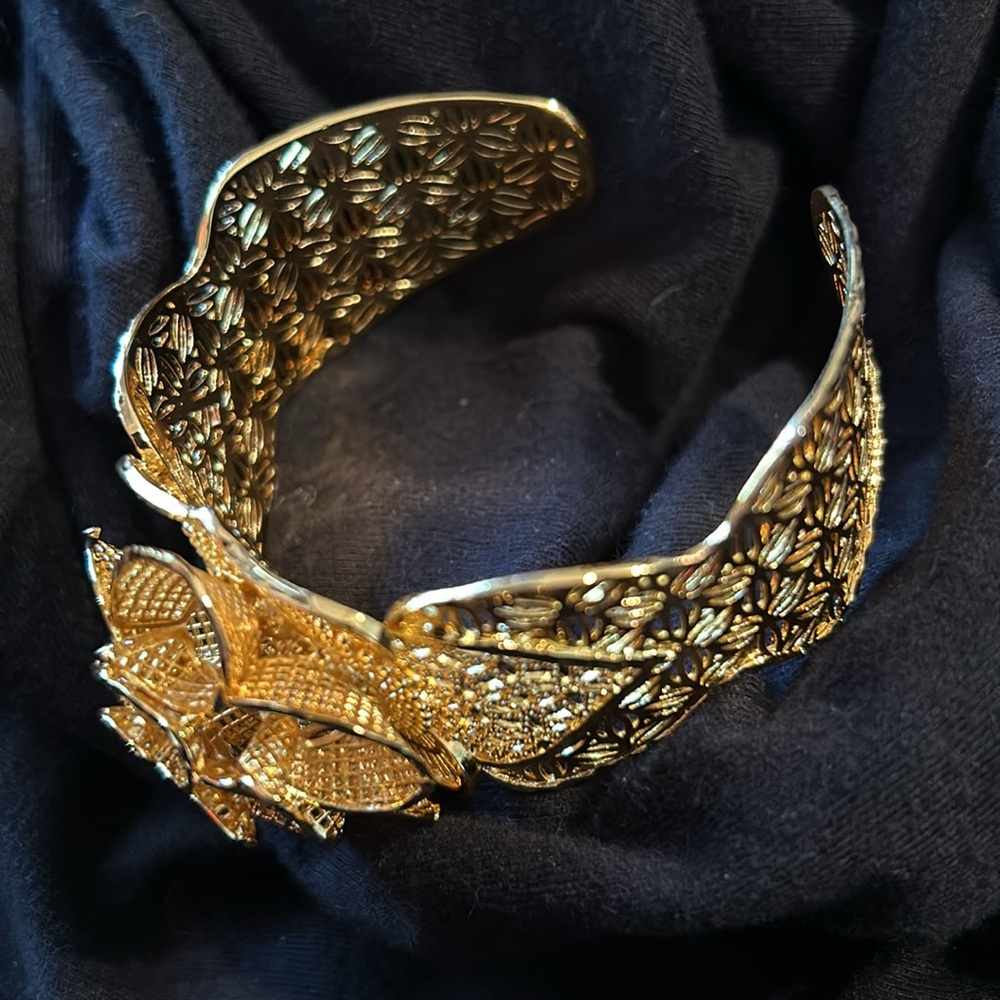 Gold Flower Adjustable Bangle - Picture 2 of 2